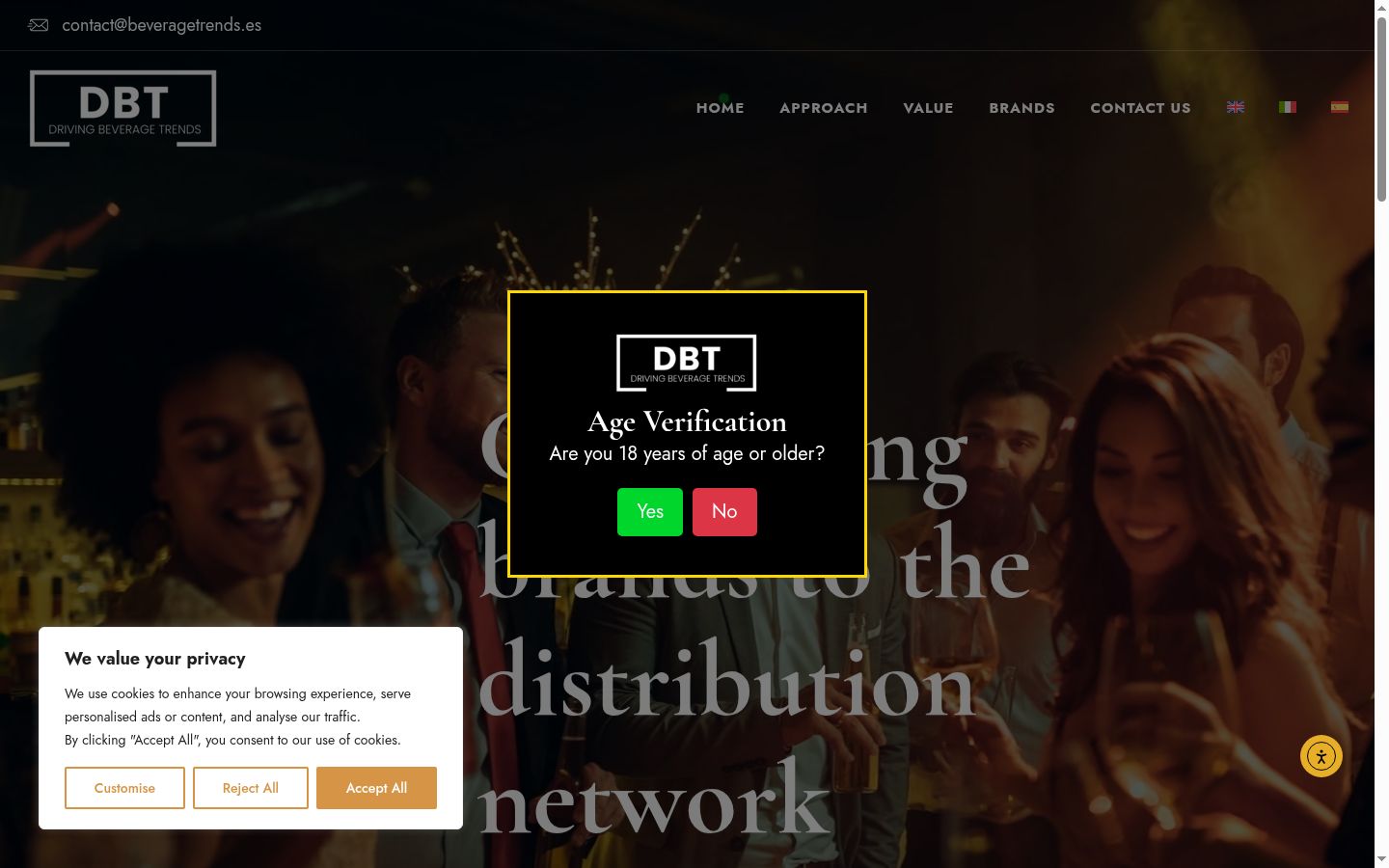 Screenshot del banner di consenso mostrato prima di qualsiasi interazione