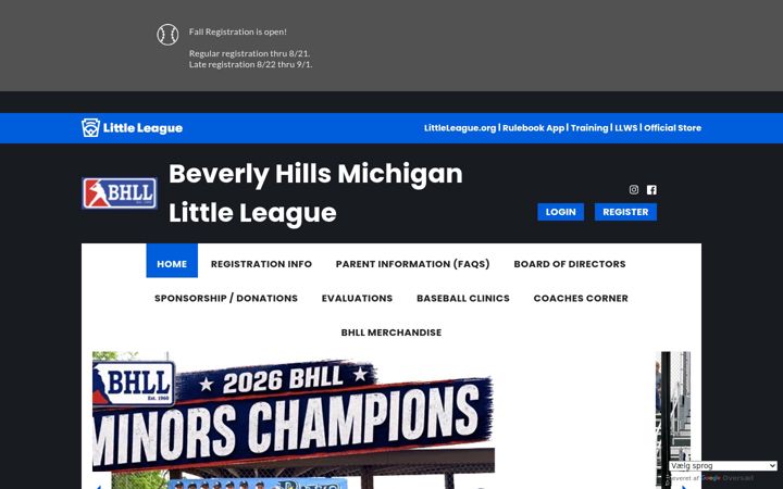 Screenshot of beverlyhillslittleleague.org