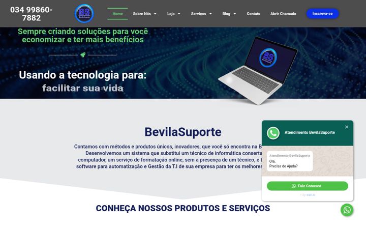 Screenshot stránky bevilasuporte.com.br