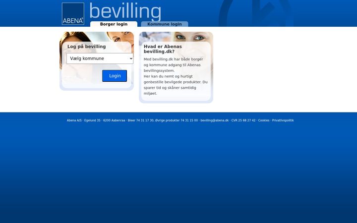 Screenshot of bevilling.dk