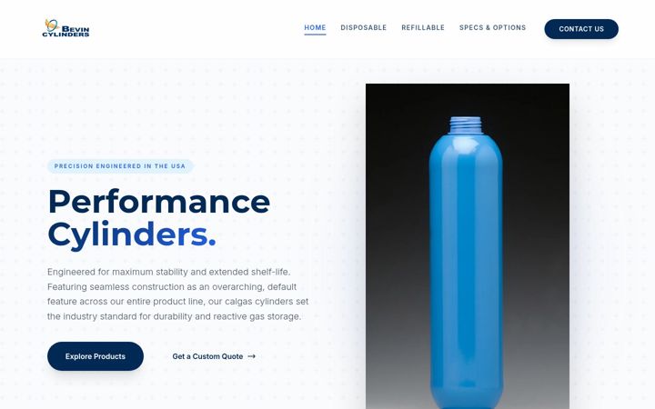 Screenshot of bevincylinders.com