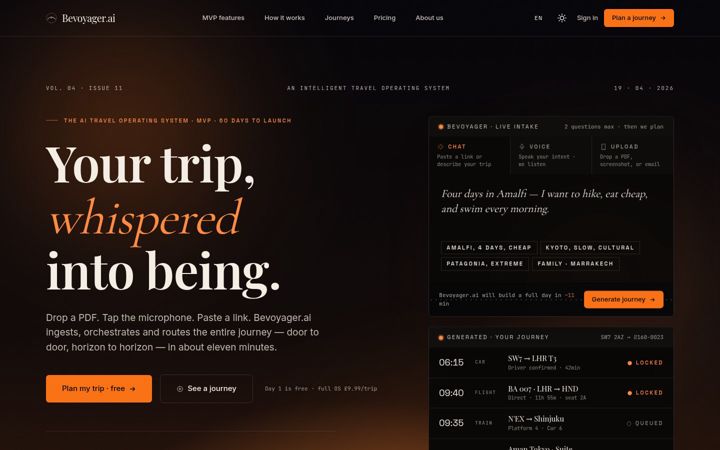 Screenshot of bevoyager.ai