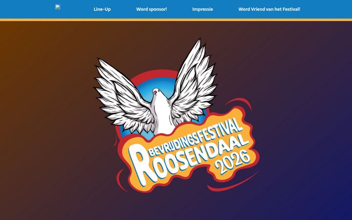 Screenshot of bevrijdingsfestivalroosendaal.nl