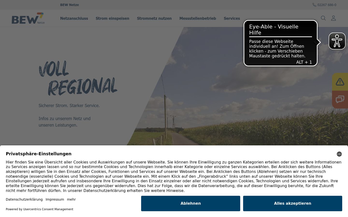 Captura de ecrã do banner de consentimento apresentado antes de qualquer interação
