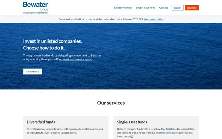 Screenshot of bewaterfunds.com