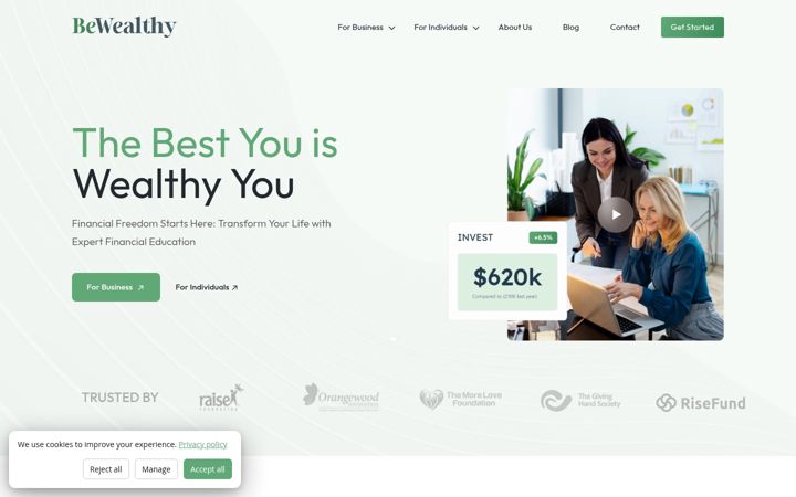 Screenshot stránky bewealthy.org