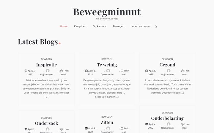 Ekrānuzņēmums no beweegminuut.nl