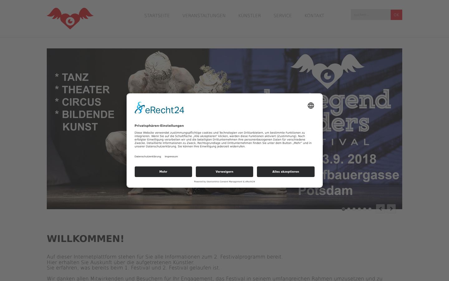 Screenshot of the consent banner shown before any interaction