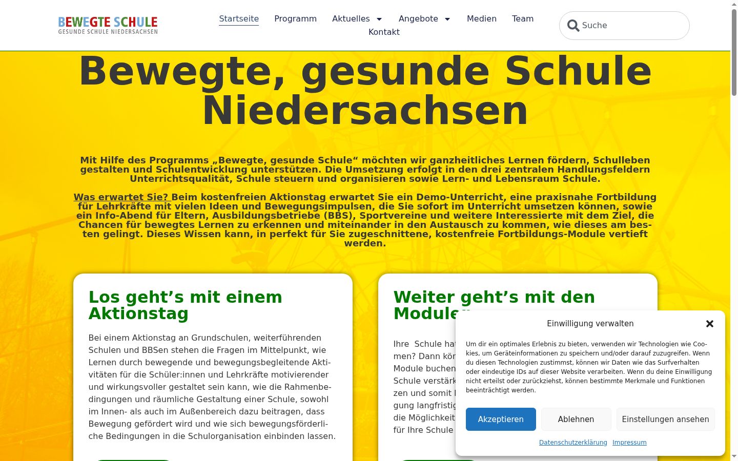 Screenshot of the consent banner shown before any interaction