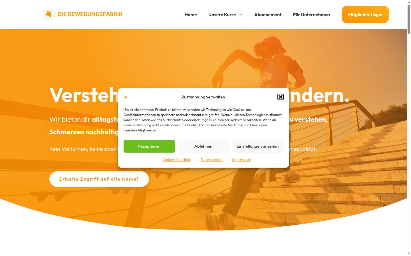 Screenshot del banner di consenso mostrato prima di qualsiasi interazione