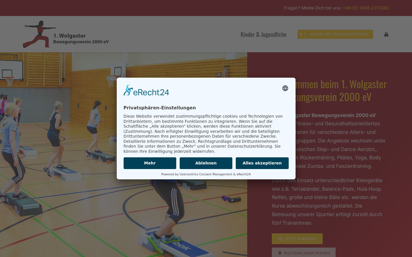 Screenshot del banner di consenso mostrato prima di qualsiasi interazione