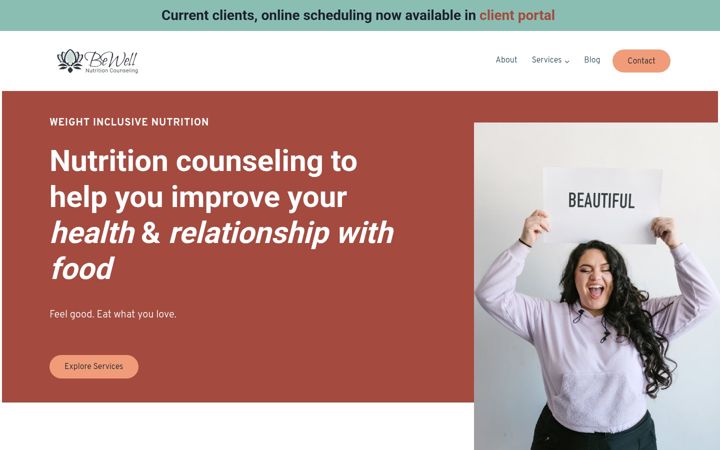 Screenshot of bewellnutritioncounseling.com