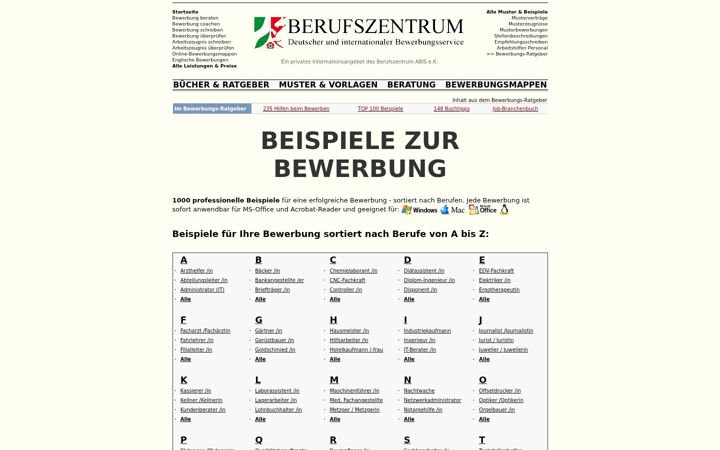 Screenshot di bewerbung-beispiele.de