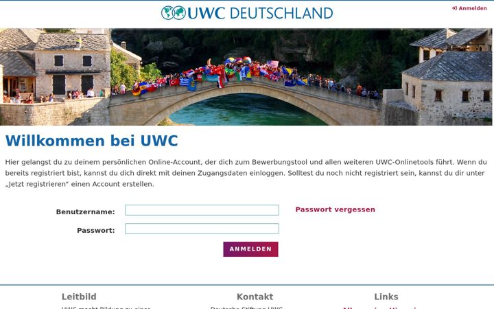 Screenshot of bewerbung-uwc.de