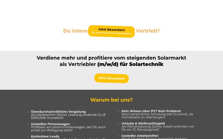 Screenshot of bewerbungen-sunroof-solar.de