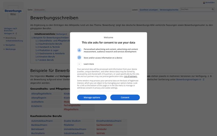 Screenshot του bewerbungs-wiki.de
