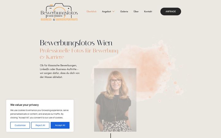 Screenshot of bewerbungsfotoswien.at