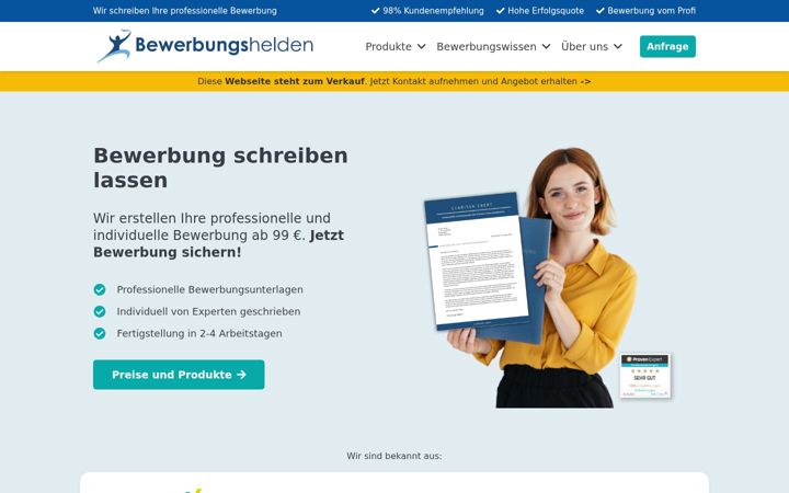 Screenshot of bewerbungshelden.de