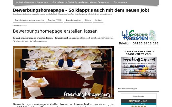 Screenshot of bewerbungshomepage.org