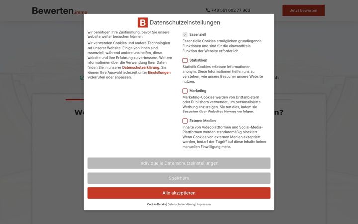Screenshot of bewerten.immo
