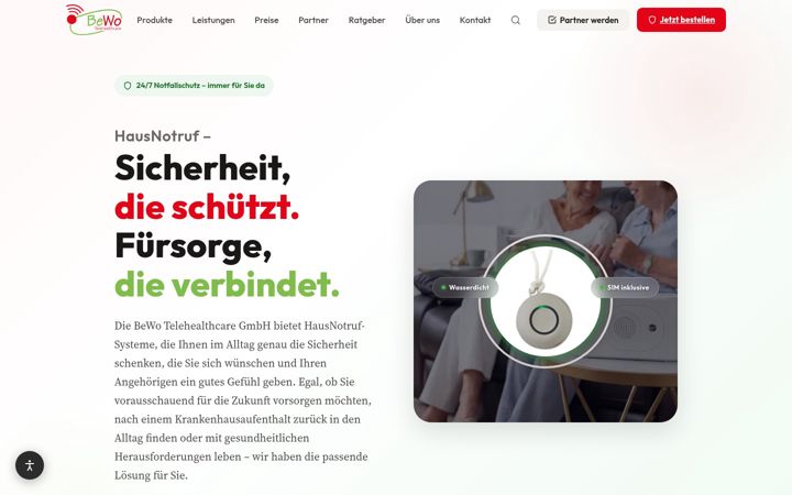 Screenshot of bewo-telehealthcare.com