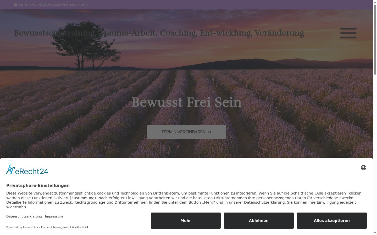 Screenshot del banner di consenso mostrato prima di qualsiasi interazione