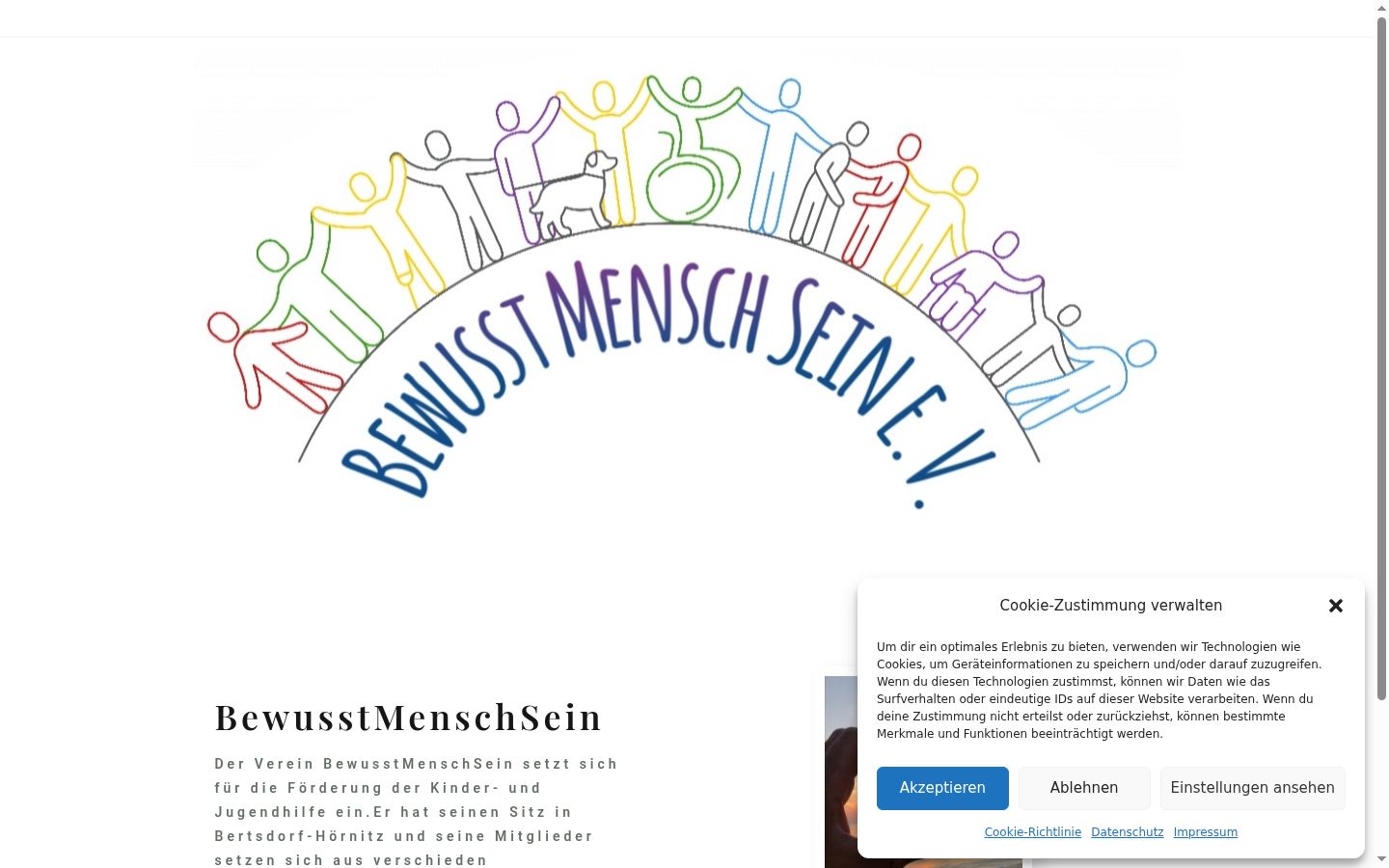 Screenshot des Einwilligungsbanners vor jeglicher Interaktion
