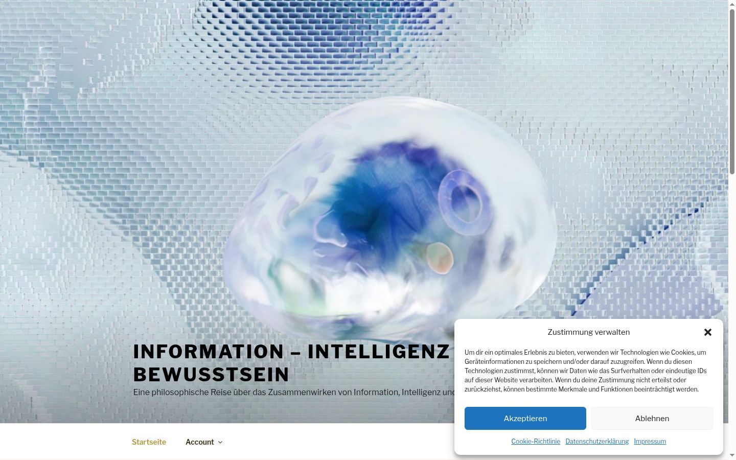 Screenshot des Einwilligungsbanners vor jeglicher Interaktion