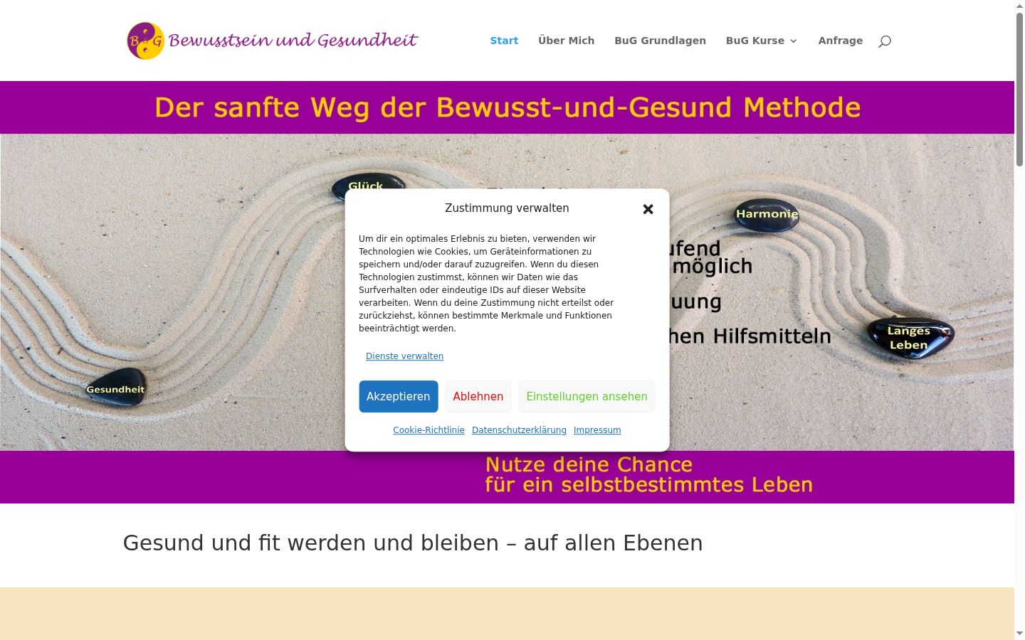 Screenshot des Einwilligungsbanners vor jeglicher Interaktion