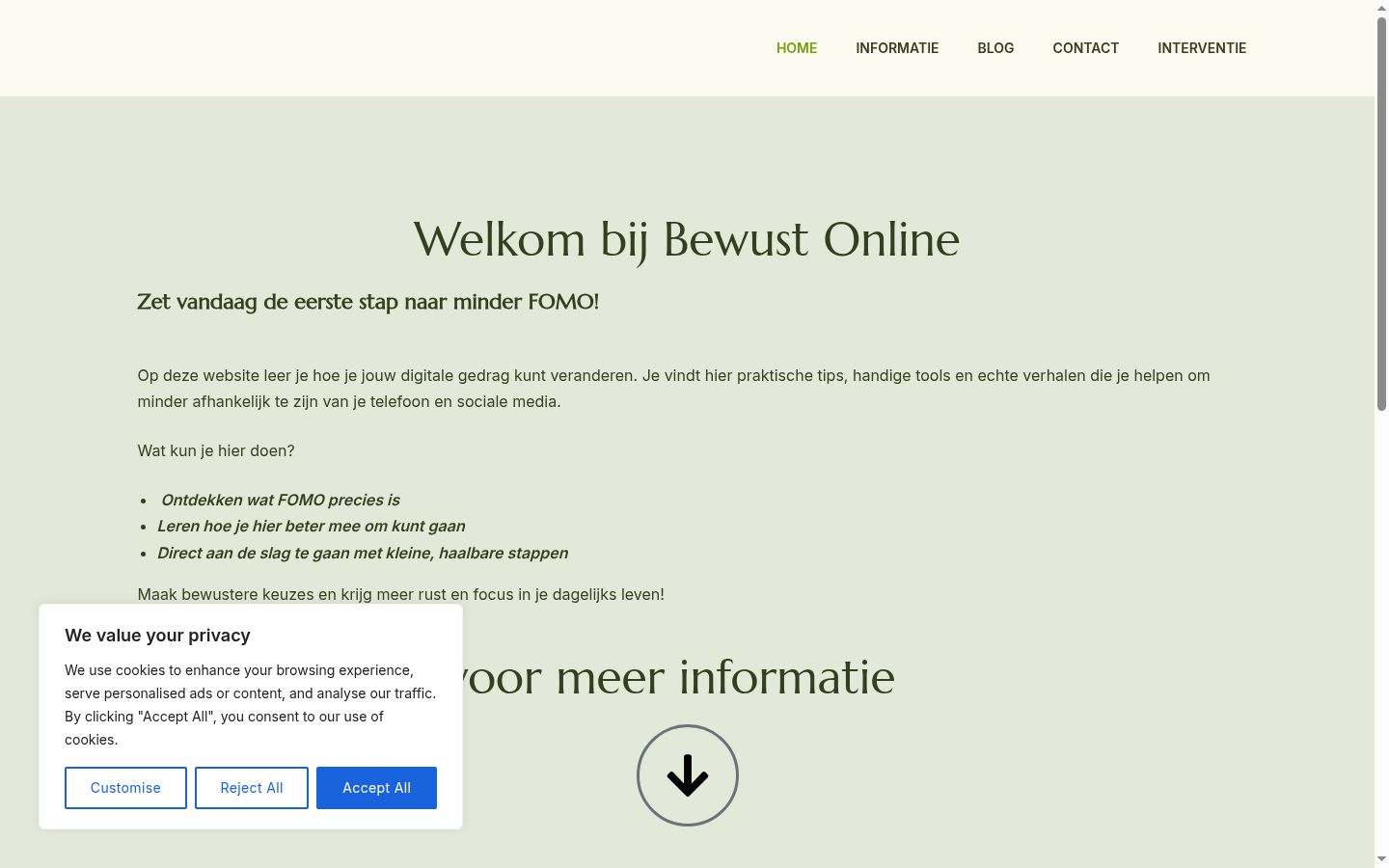 Capture d'écran de la bannière de consentement affichée avant toute interaction
