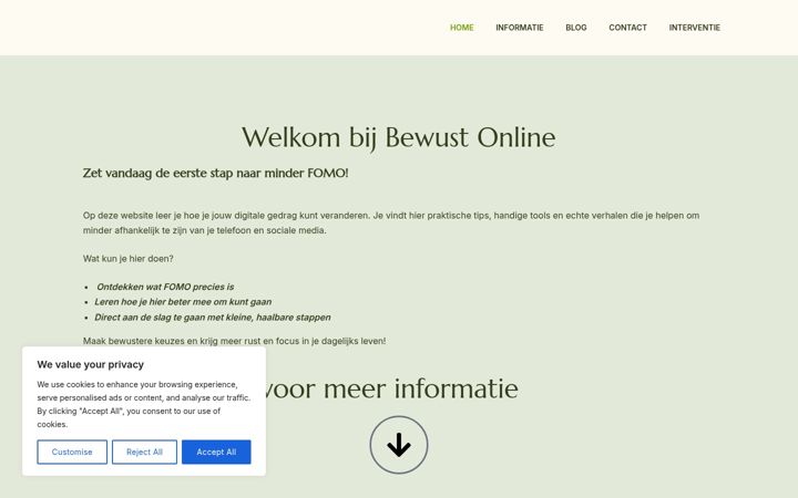 Screenshot of bewustonine.com