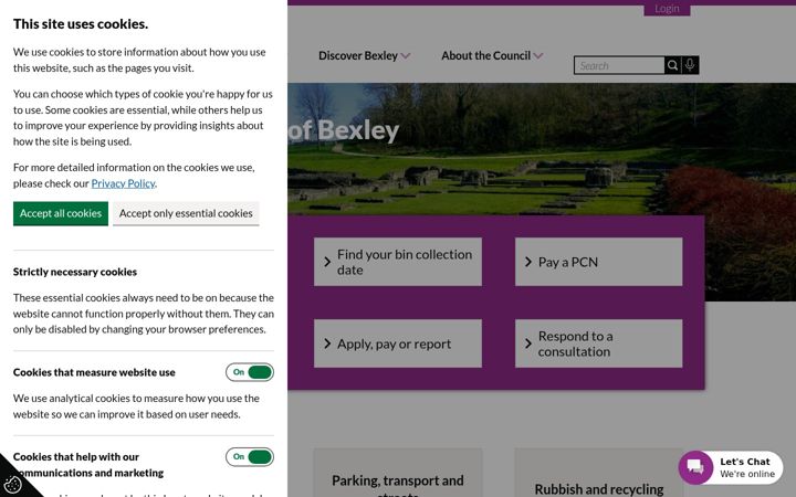 Captura de ecrã de bexley.gov.uk