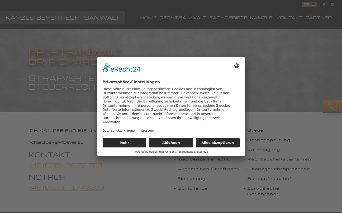 Screenshot del banner di consenso mostrato prima di qualsiasi interazione