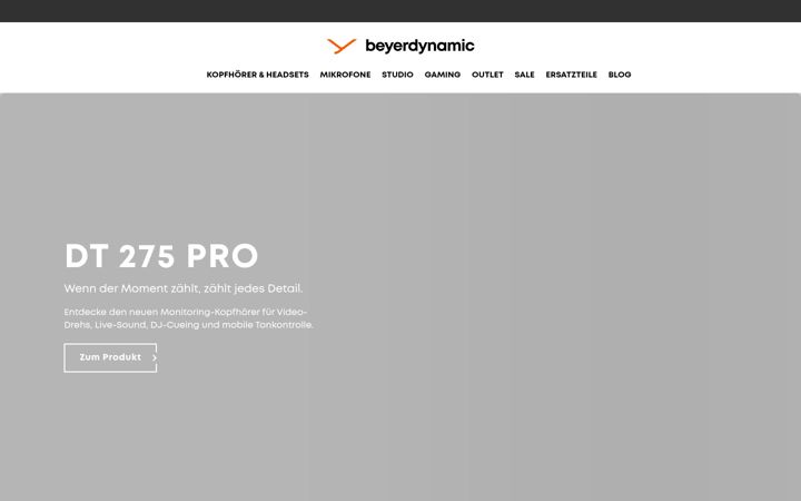 Skærmbillede af beyerdynamic.ch
