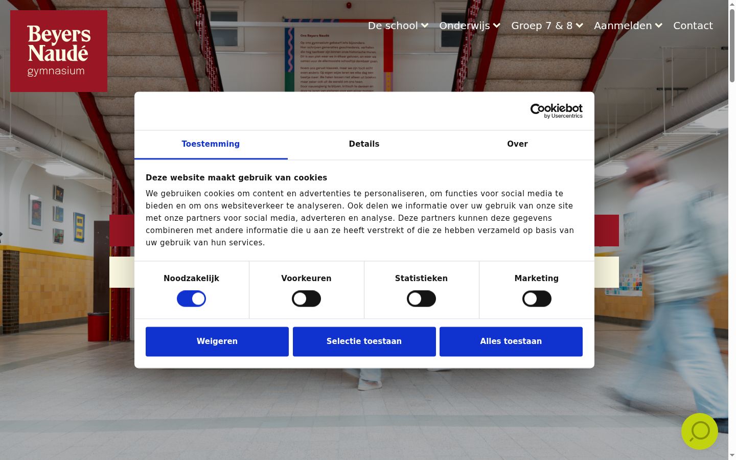Skärmbild av samtyckesbannern som visades före någon interaktion