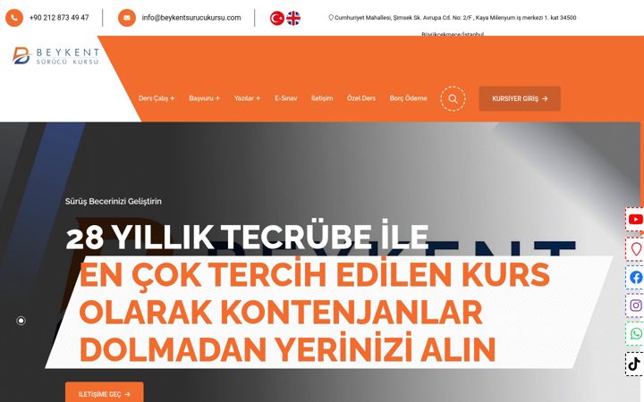 Snimka zaslona za beykentsurucukursu.com.tr
