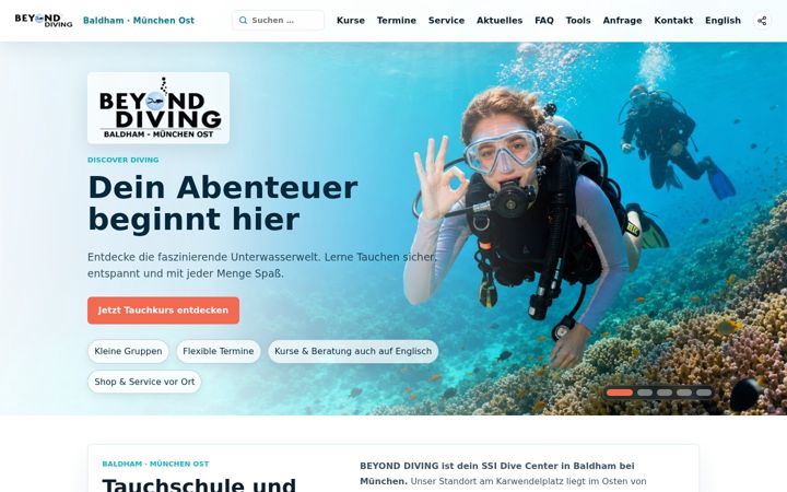 Screenshot of beyond-diving.com