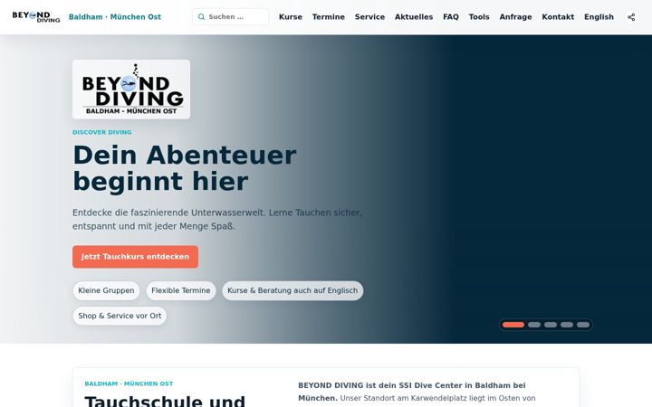 Screenshot of beyond-diving.de