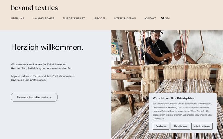 Screenshot of beyond-textiles.com