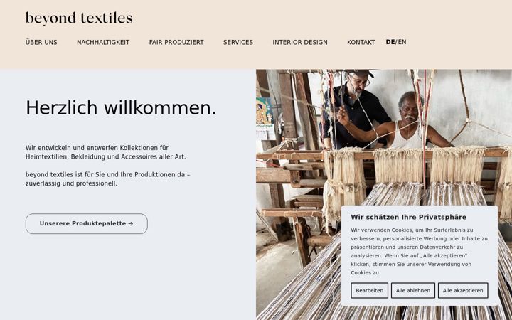 Screenshot of beyond-textiles.de