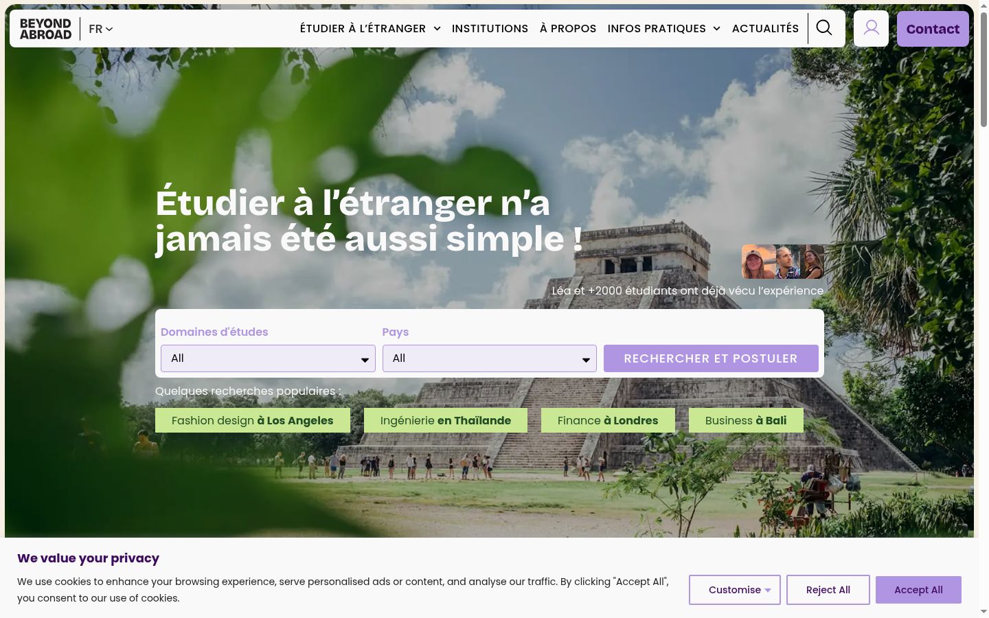 Captura de pantalla del banner de consentimiento mostrado antes de cualquier interacción