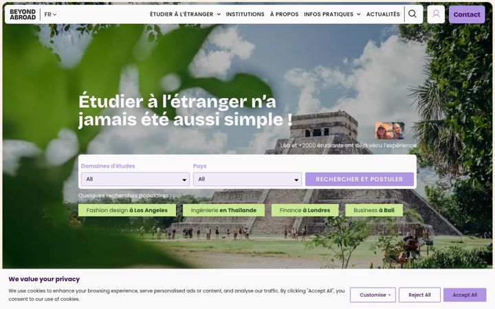 Capture d'écran de beyondabroad.fr