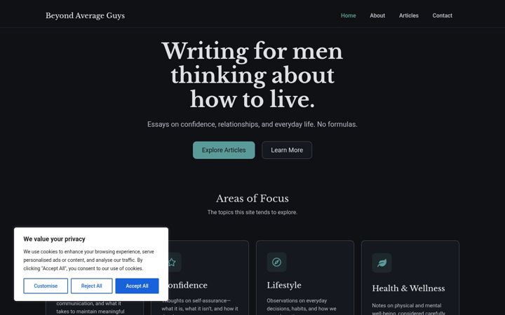 Screenshot of beyondaverageguys.com
