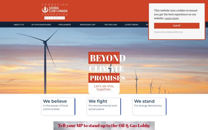 Captura de ecrã de beyondclimatepromises.ca
