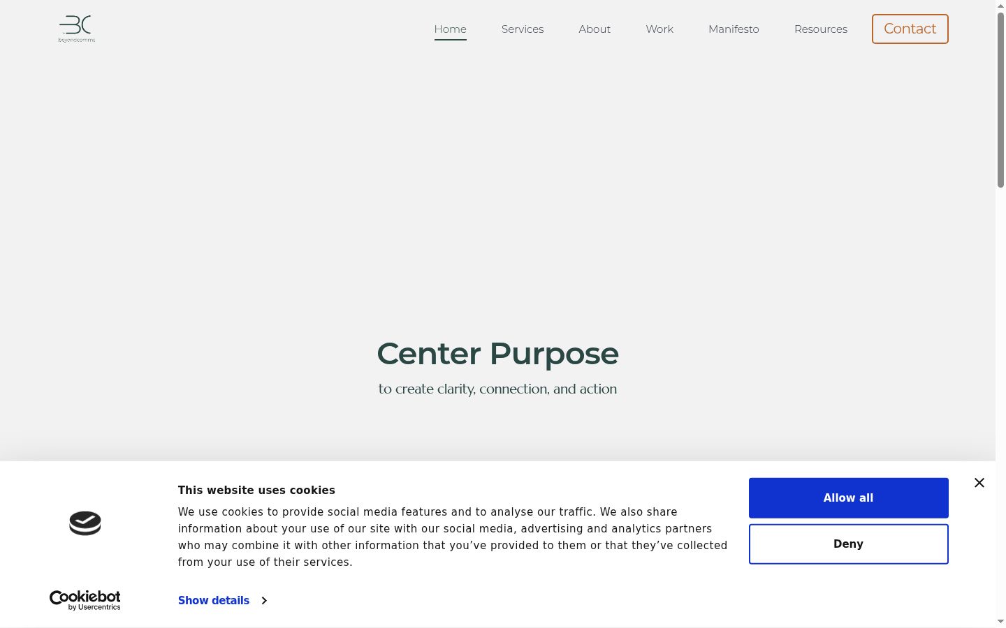Captura de ecrã do banner de consentimento apresentado antes de qualquer interação
