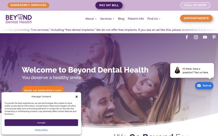Screenshot of beyonddentalhealth.com