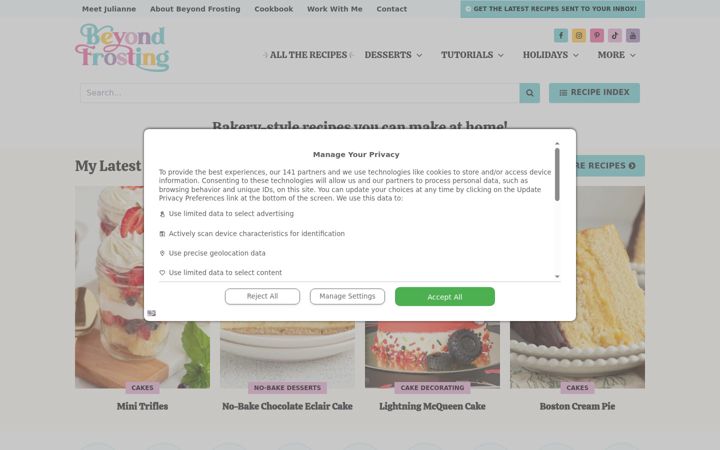 Screenshot of beyondfrosting.com