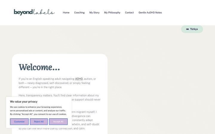 Screenshot of beyondlabelscoaching.com