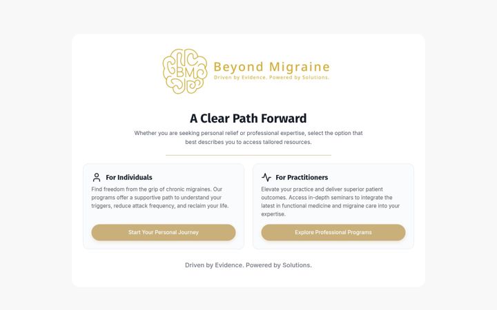 Screenshot of beyondmigraine.co.uk