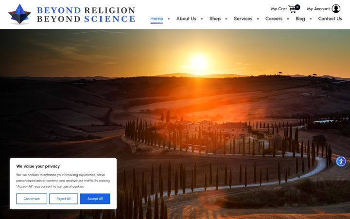 Screenshot of beyondreligionbeyondscience.com